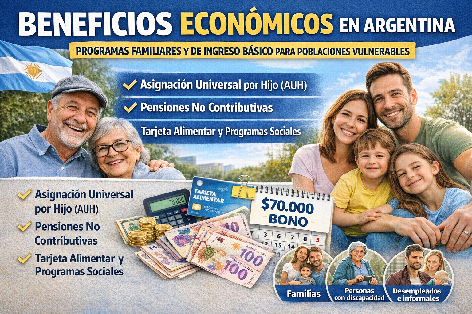 Beneficios Económicos en Argentina: programas familiares y de ingreso básico para poblaciones vulnerables